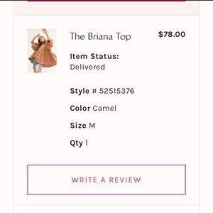Free People The Briana Top, Size M, Camel Color